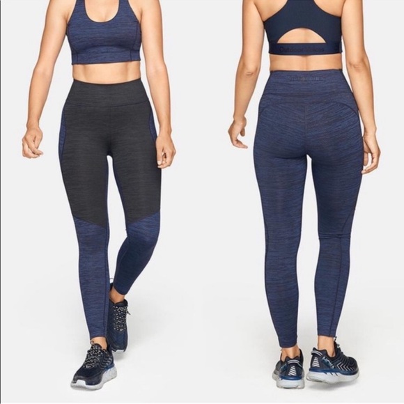 Outdoor Voices Heathered Blue/Black Leggings Size Small GUC Activewear Athletic - Picture 1 of 6